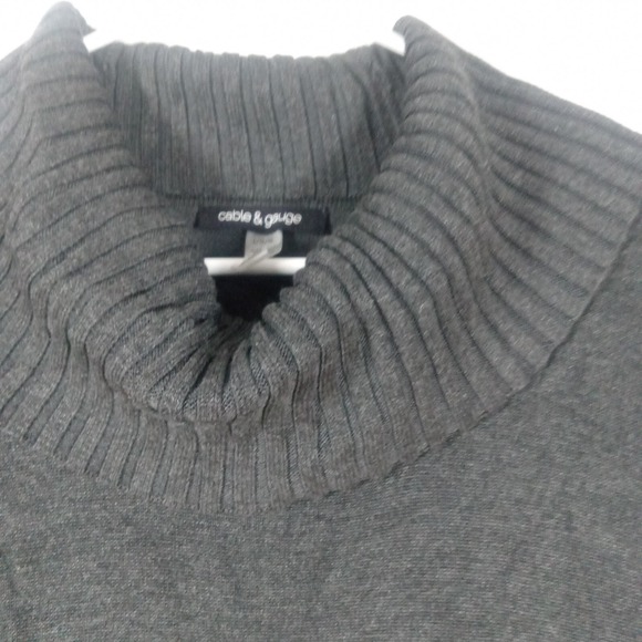 Cable & Gauge Sweater Womens Large  Grey Cowl Neck Long Sleeve Tunic Pullover - Picture 6 of 10
